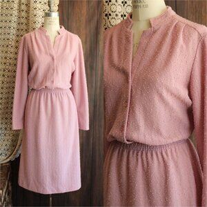 Vintage 1970s 1980s Dress, Volup Size Sears Pink Knit Sweater Dress, Elastic